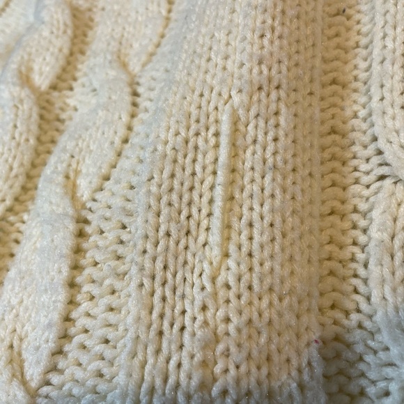 VTG ivory shawl collar acrylic cable knit cardigan w/ wooden buttons mens sz L - Picture 13 of 13